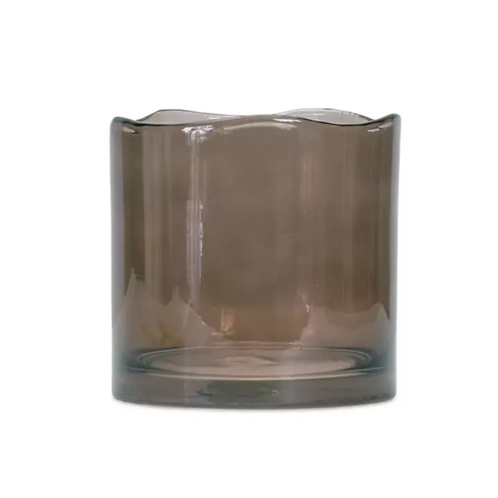 Brown Wavy Glass Vase, 6 in.