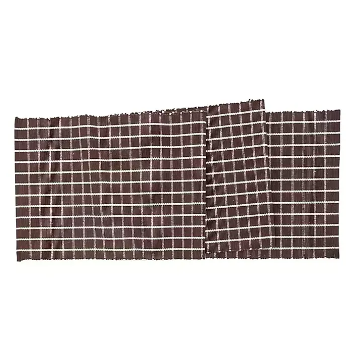 Brown Windowpane Plaid Table Runner