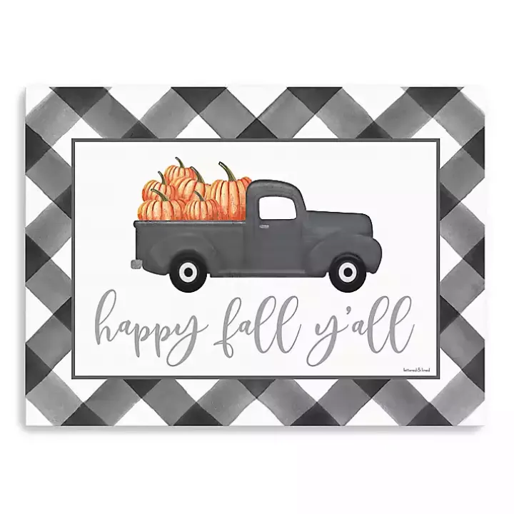 Buffalo Check Happy Fall Truck Giclee Canvas Print