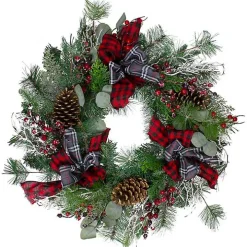Buffalo Check Plaid Ribbon Holiday Wreath