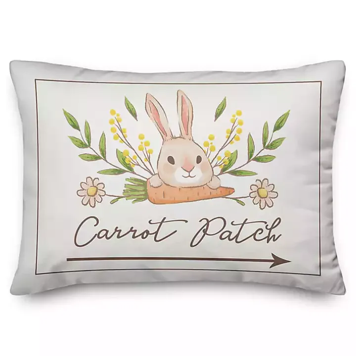 Bunny Carrot Patch Lumbar Pillow
