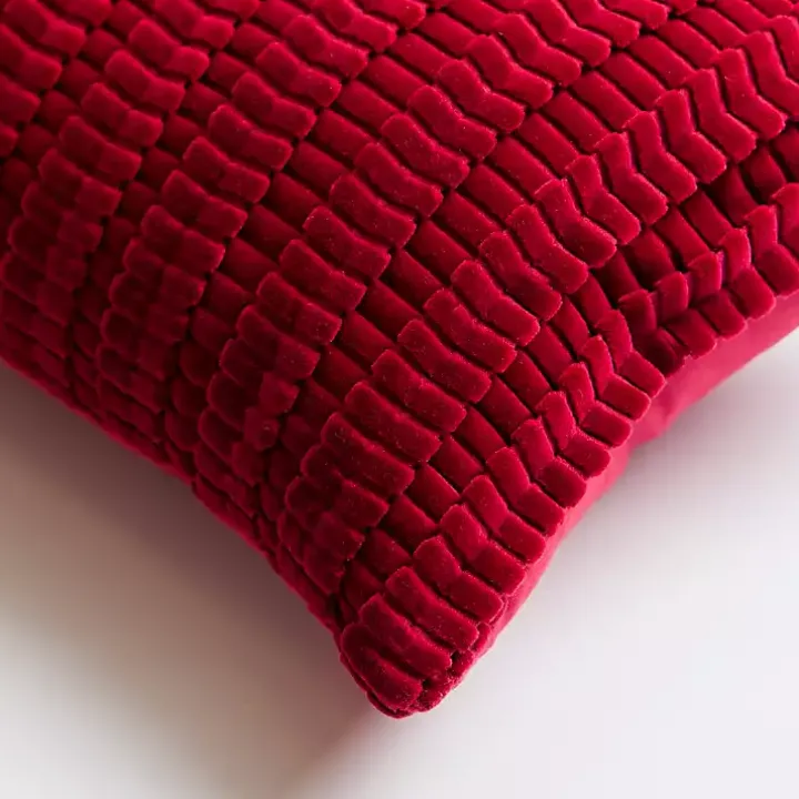 Burgundy Jules Velvet Cord Lumbar Pillow
