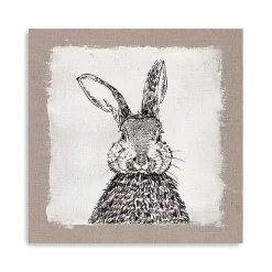 Burlap Bunny Drawing Canvas Art Print