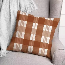 Burnt Orange Plaid Harvest Throw Pillow