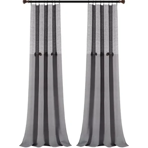 Buttons and Stripes Curtain Panel Set, 84 in.