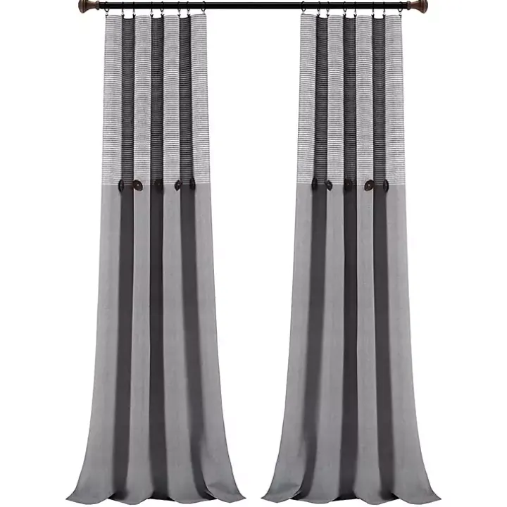 Buttons and Stripes Curtain Panel Set, 84 in.