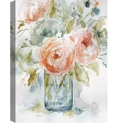 Cabbage Roses I & II Canvas Art Prints, Set of 2