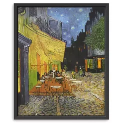 Cafe Terrace at Night Framed Canvas Art Print