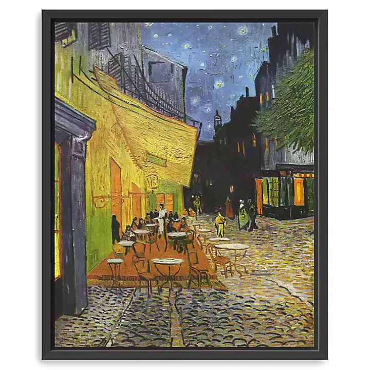 Cafe Terrace at Night Framed Canvas Art Print