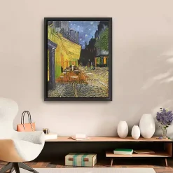 Cafe Terrace at Night Framed Canvas Art Print