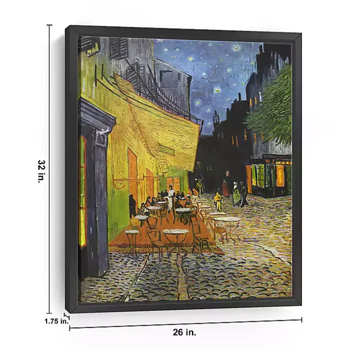 Cafe Terrace at Night Framed Canvas Art Print