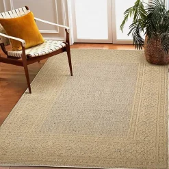 Camel Leopard Border Outdoor Area Rug, 5x7