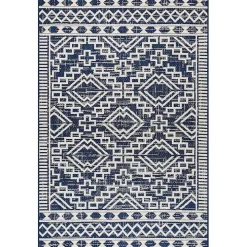 Cammie Blue Moroccan Tribal Outdoor Rug, 8x10