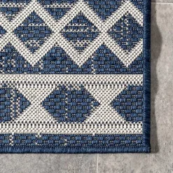 Cammie Blue Moroccan Tribal Outdoor Rug, 5x8