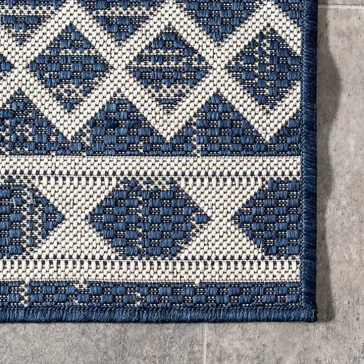 Cammie Blue Moroccan Tribal Outdoor Rug, 8x10