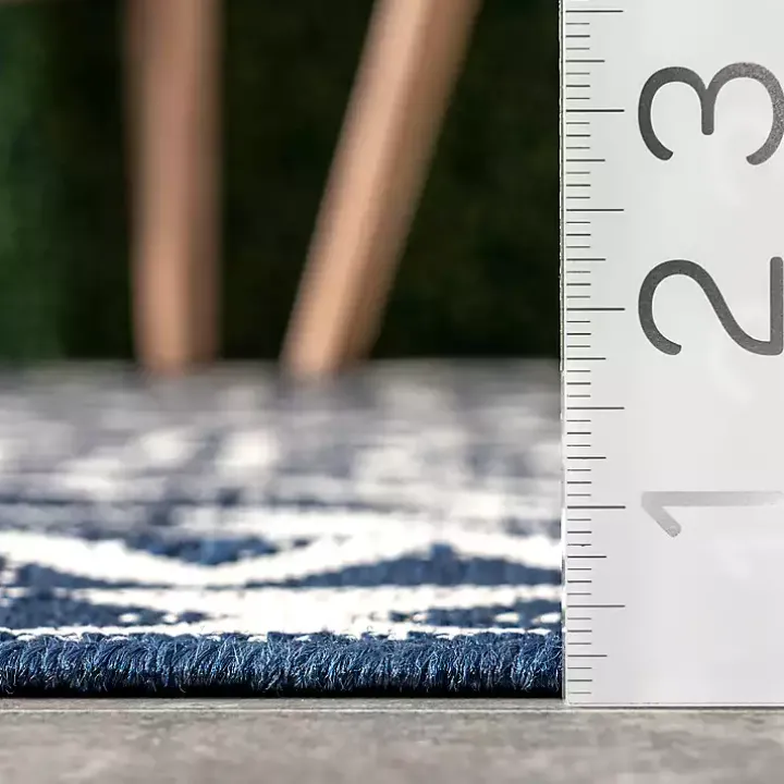 Cammie Blue Moroccan Tribal Outdoor Rug, 5x8