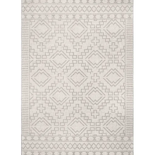 Cammie Gray Moroccan Geometric Outdoor Rug, 8x10