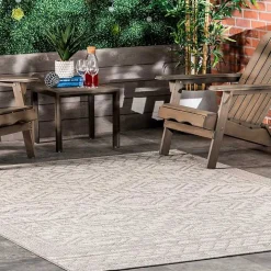 Cammie Gray Moroccan Geometric Outdoor Rug, 8x10