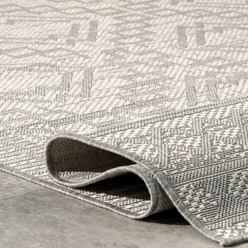 Cammie Gray Moroccan Geometric Outdoor Rug, 8x10