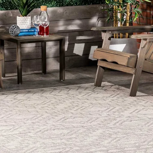 Cammie Gray Moroccan Geometric Outdoor Rug, 8x10