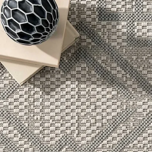 Cammie Gray Moroccan Geometric Outdoor Rug, 8x10
