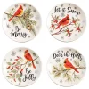 Cardinal Christmas Ceramic Plates, Set of 4
