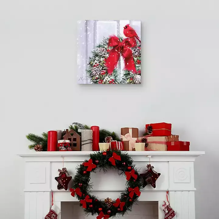 Cardinal Wreath Canvas Art Print