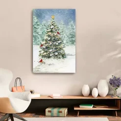 Cardinals on Tree Medium Canvas Art Print