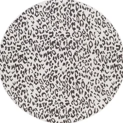 Cauli Black Leopard Print Round Outdoor Rug, 7 ft.