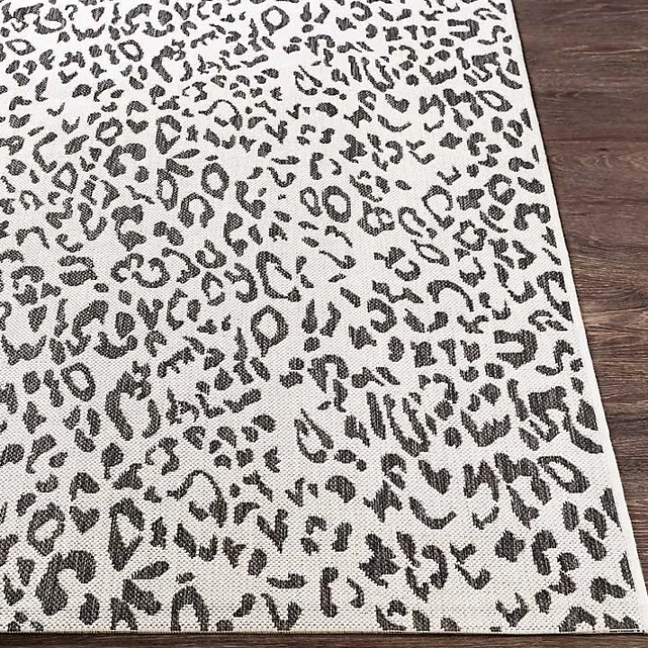 Cauli Black Leopard Print Outdoor Rug, 4x5