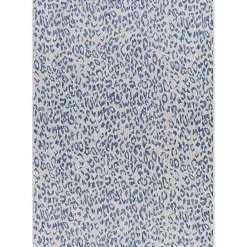 Cauli Blue Leopard Print Outdoor Rug, 7x10