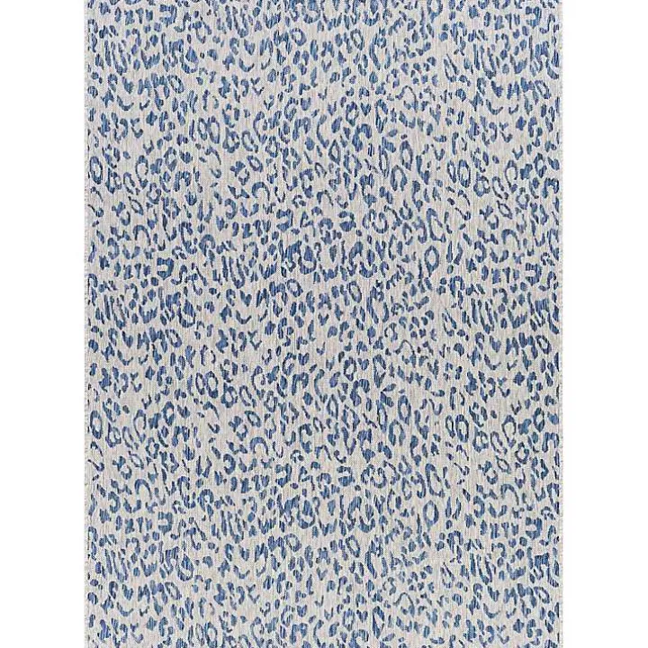 Cauli Blue Leopard Print Outdoor Rug, 7x10