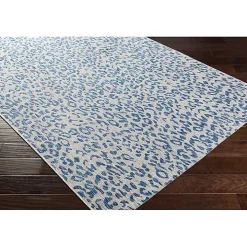 Cauli Blue Leopard Print Outdoor Rug, 7x10