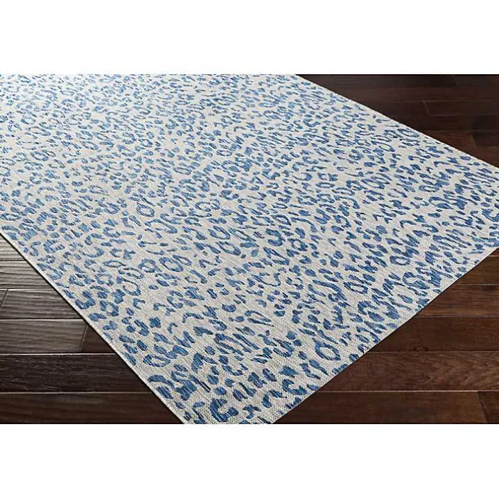 Cauli Blue Leopard Print Outdoor Rug, 7x10