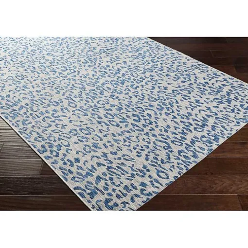 Cauli Blue Leopard Print Outdoor Rug, 5x7