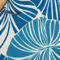 Cerulean Botanical Shells Outdoor Area Rug, 5x7