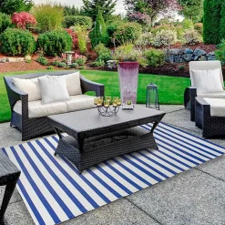 Cerulean Stripes Outdoor Area Rug, 4x6