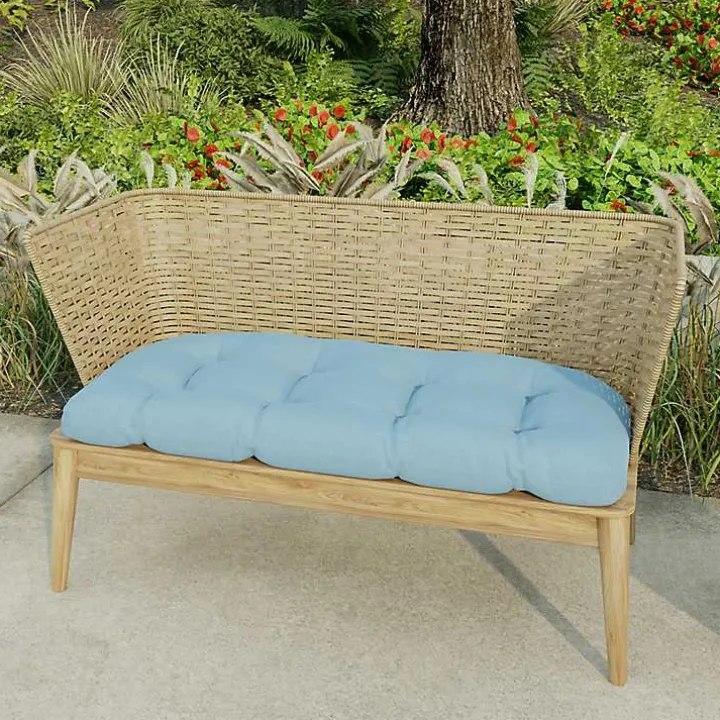 Chambray Blue French Outdoor Wicker Settee Cushion