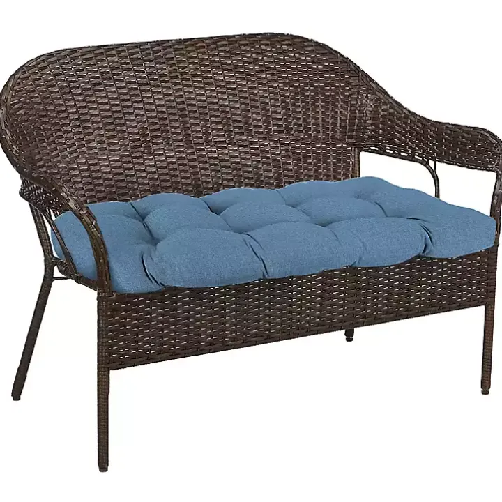 Chambray Blue French Outdoor Wicker Settee Cushion