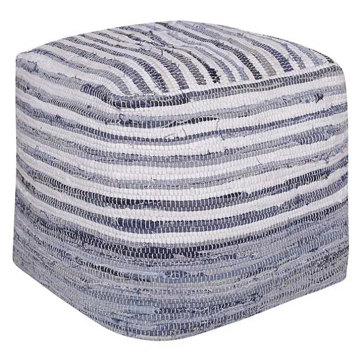 Chambray Woven Stripe Cotton Pouf