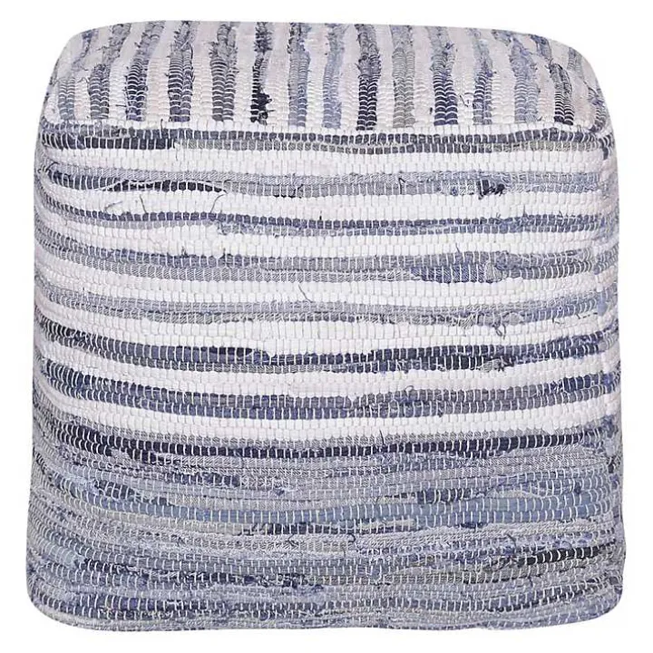 Chambray Woven Stripe Cotton Pouf