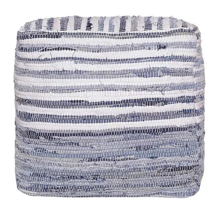 Chambray Woven Stripe Cotton Pouf