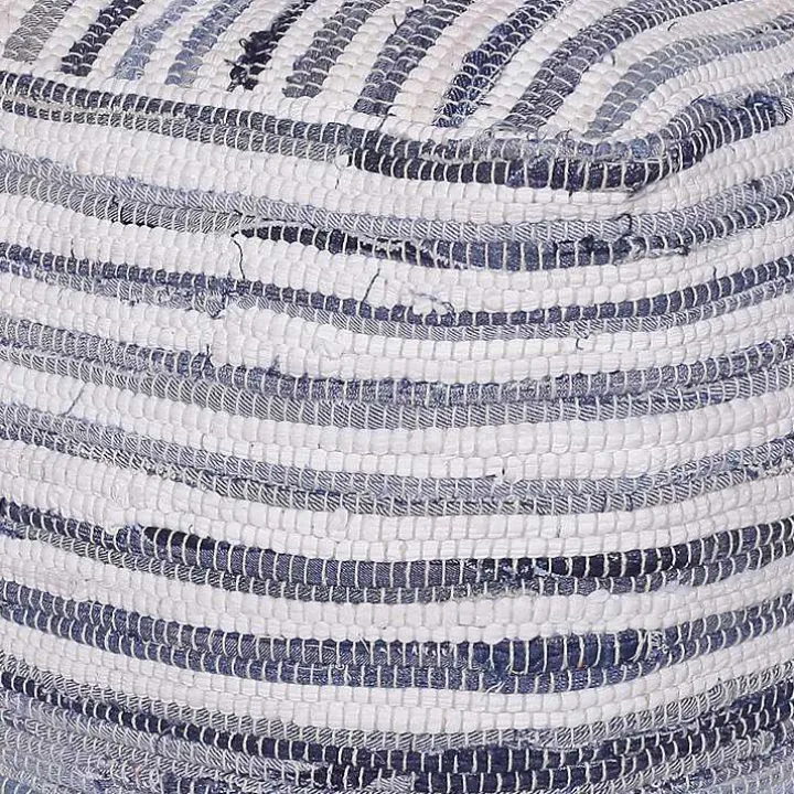 Chambray Woven Stripe Cotton Pouf