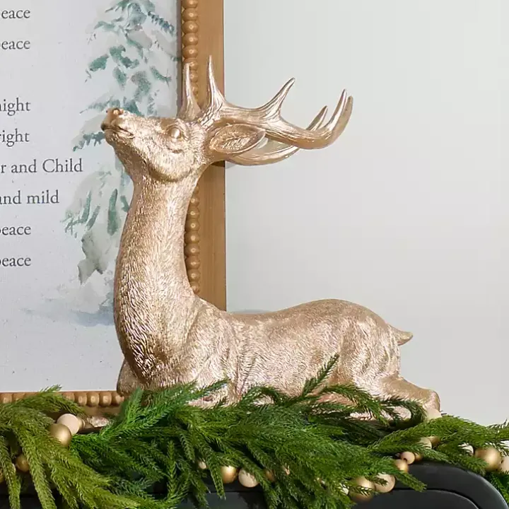 Champagne Gold Sitting Deer Figurine