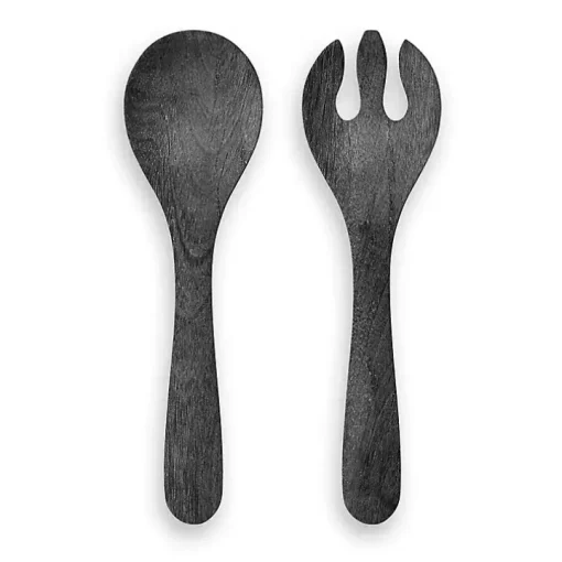 Charcoal Faux Wood Melamine 2-pc. Serving Utensils