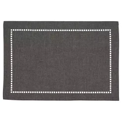 Charcoal Laser-Cut Hemstitch Placemats, Set of 4
