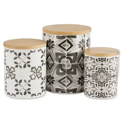 Charcoal Tile 3-pc. Bamboo Lid Jar Set