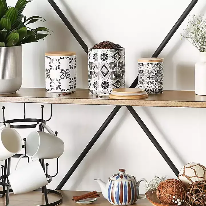 Charcoal Tile 3-pc. Bamboo Lid Jar Set