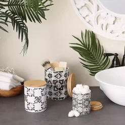 Charcoal Tile 3-pc. Bamboo Lid Jar Set