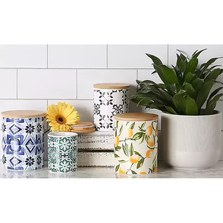 Charcoal Tile 3-pc. Bamboo Lid Jar Set